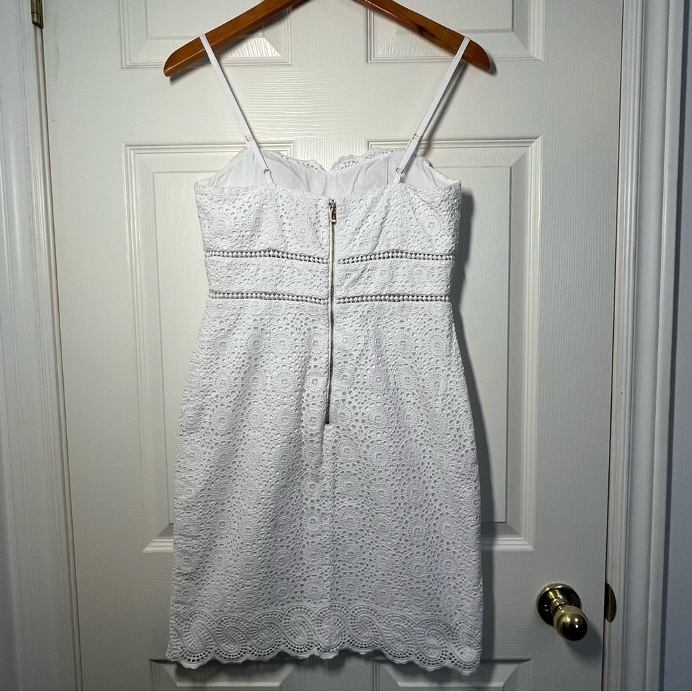 Lilly Pulitzer Jaida White Eyelet 100% Cotton Mini Dress Size 4 - Picture 3 of 13
